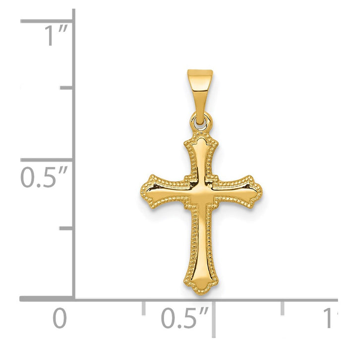 Million Charms 14K Yellow Gold Themed Budded Relgious Cross Charm