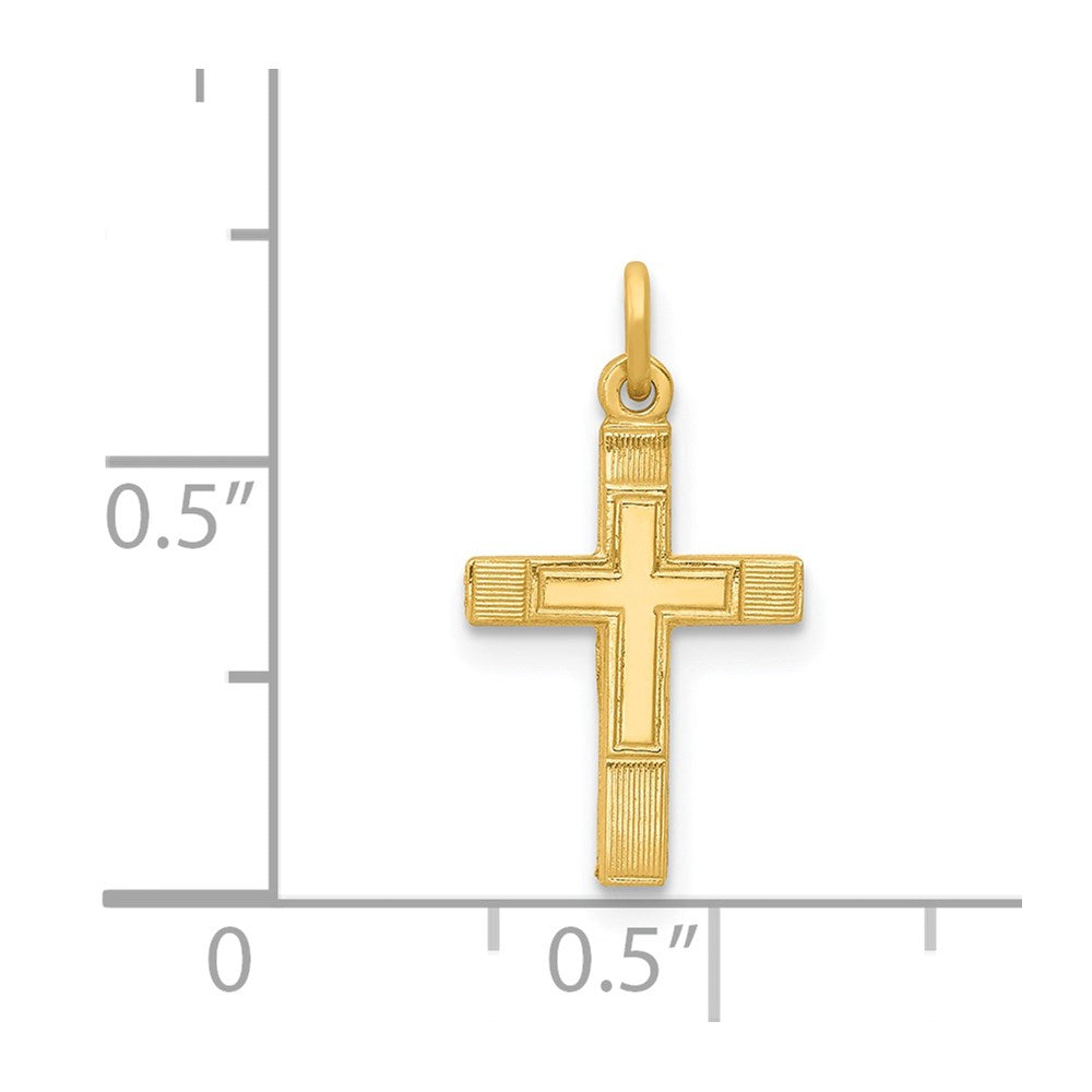 Million Charms 14K Yellow Gold Themed Small Relgious Cross Charm