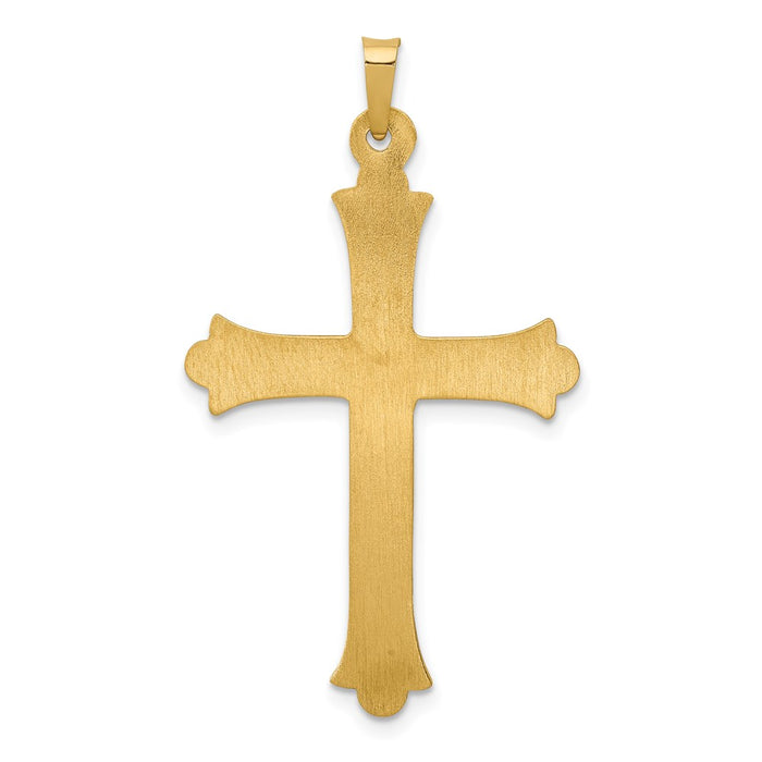 Million Charms 14K Yellow Gold Themed Hollow Fleur De Lis Relgious Cross Pendant