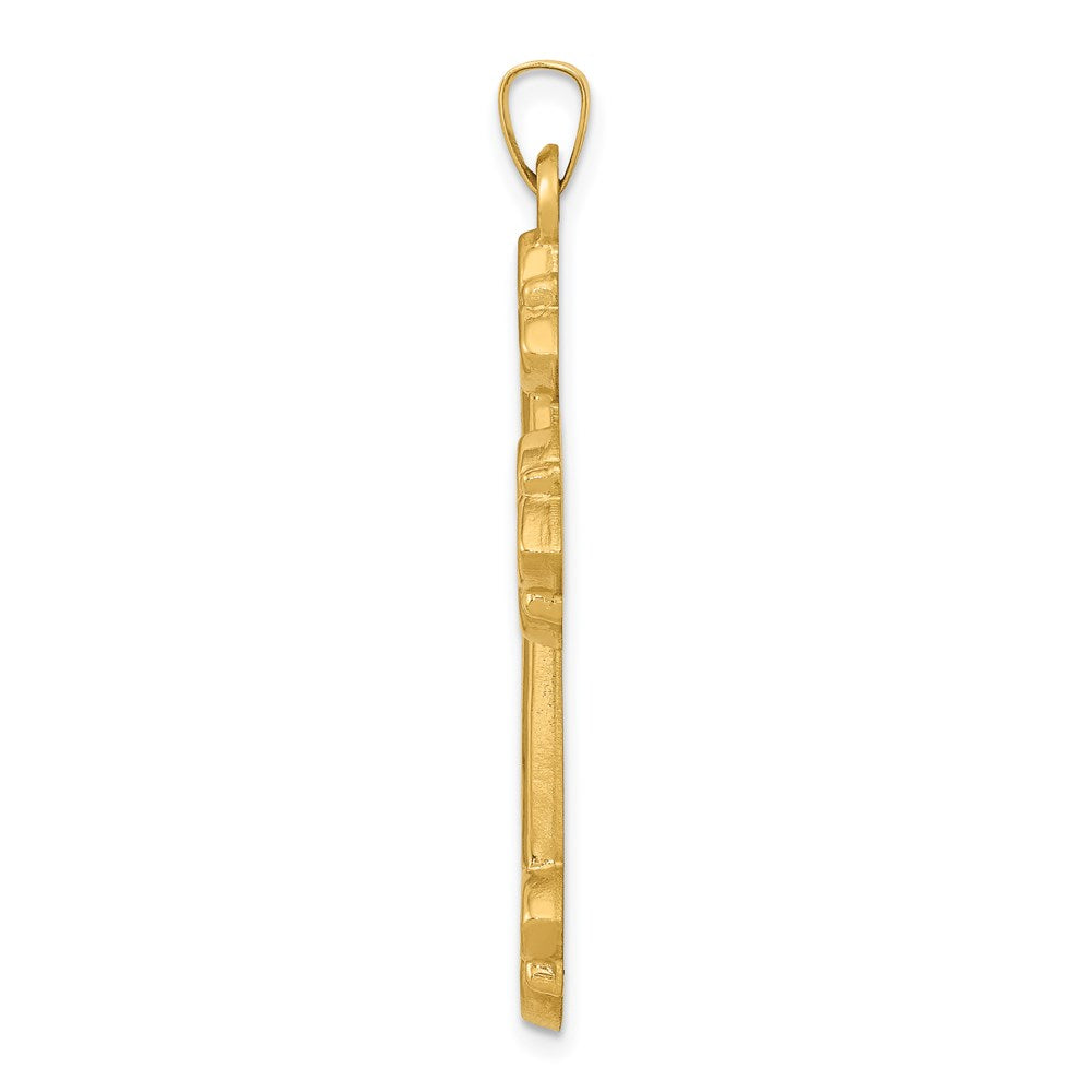 Million Charms 14K Yellow Gold Themed Hollow Relgious Cross Pendant