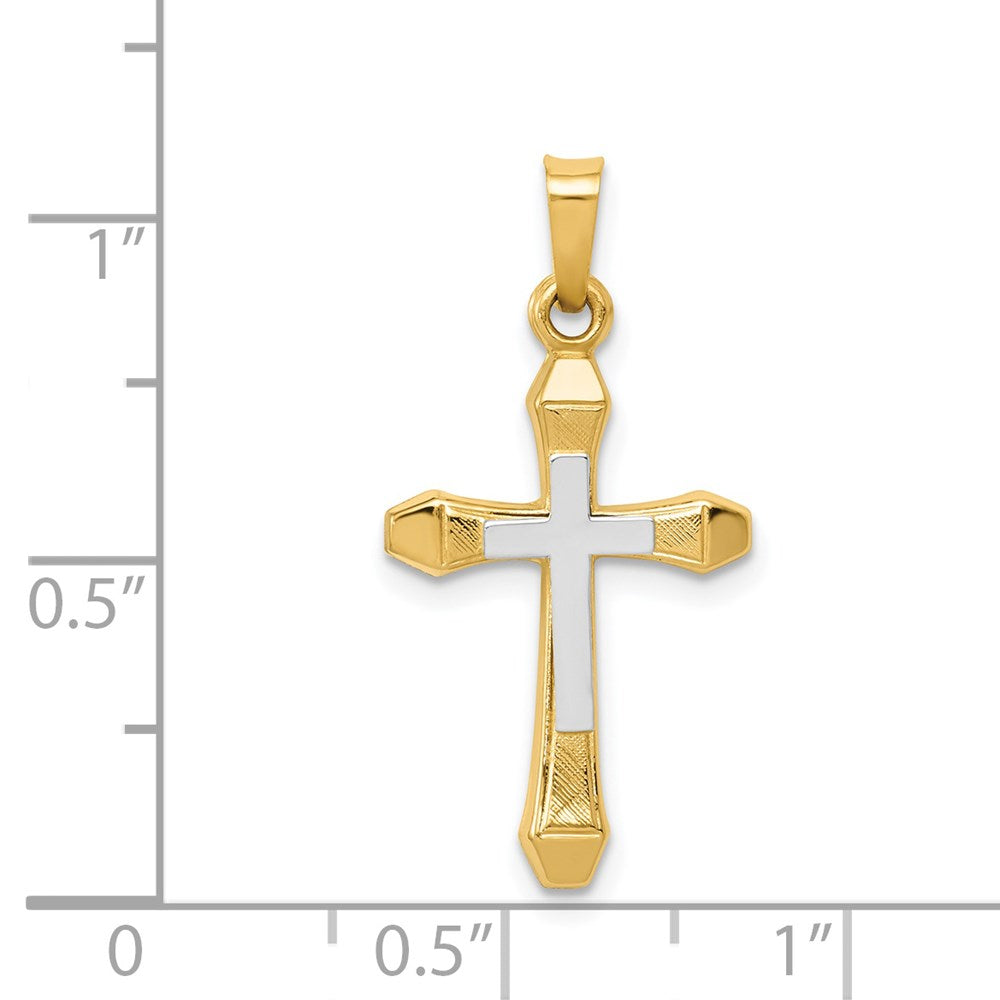 Million Charms 14K Two-Tone Hollow Relgious Cross Pendant