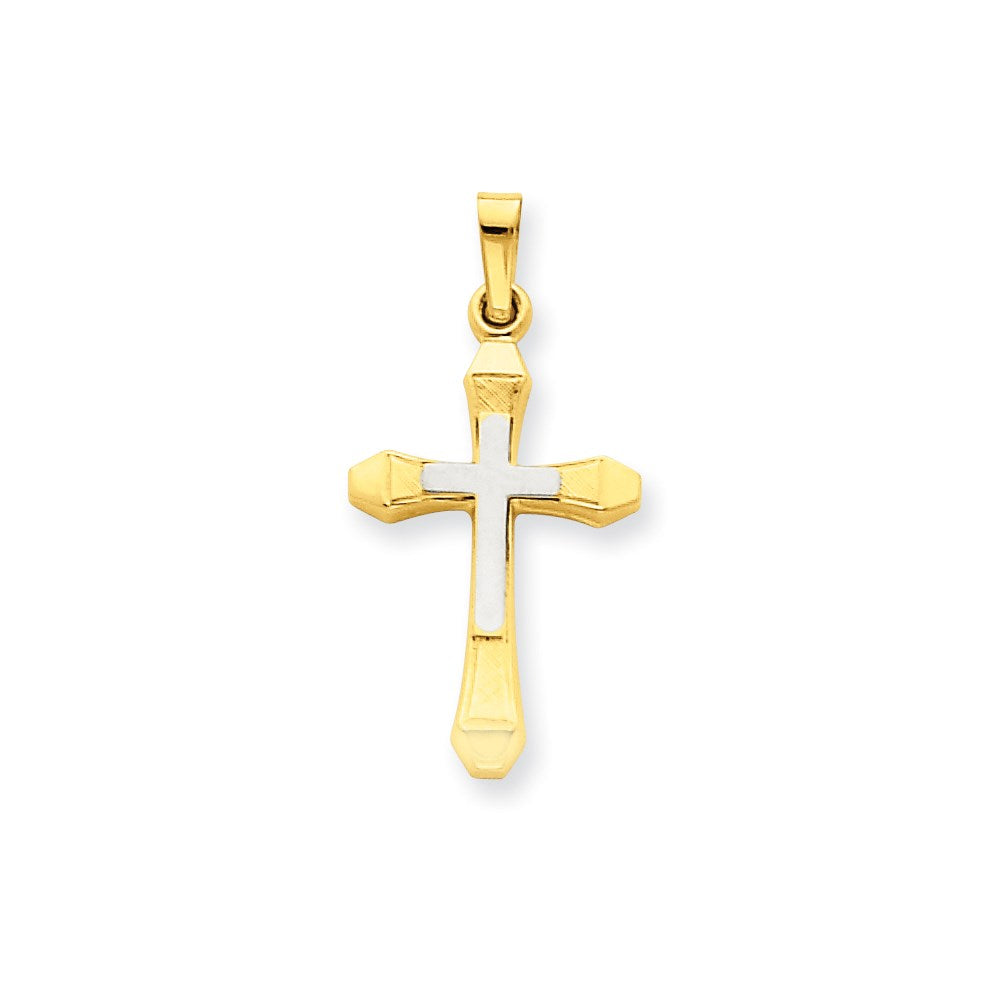 Million Charms 14K Two-Tone Hollow Relgious Cross Pendant