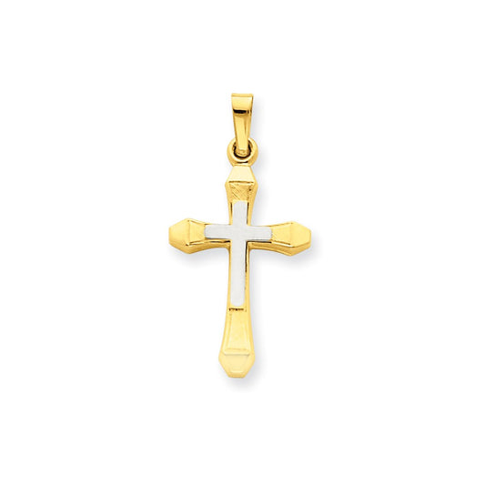 Million Charms 14K Two-Tone Hollow Relgious Cross Pendant