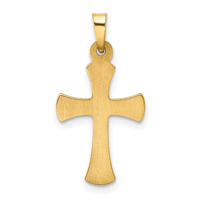 Million Charms 14K Yellow Gold Themed Hollow Relgious Cross Pendant