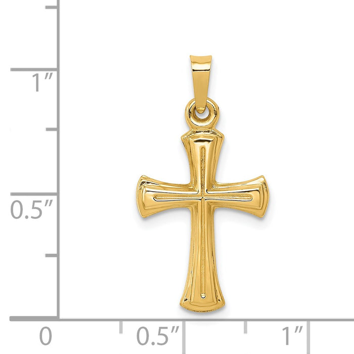 Million Charms 14K Yellow Gold Themed Hollow Relgious Cross Pendant