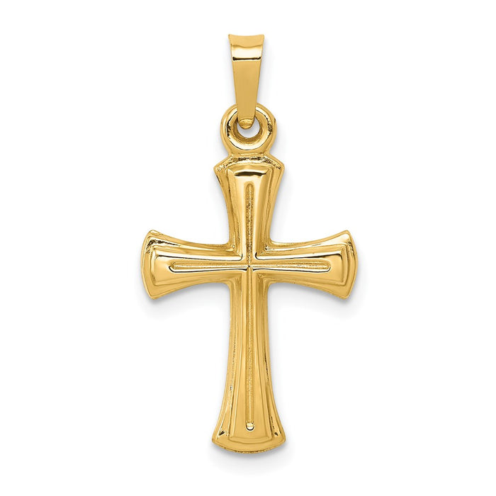 Million Charms 14K Yellow Gold Themed Hollow Relgious Cross Pendant