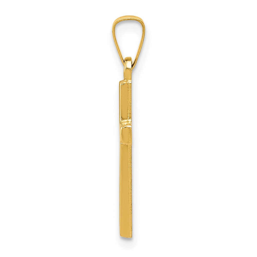 Million Charms 14K Yellow Gold Themed Diamond-Cut Small Hollow Relgious Cross Pendant