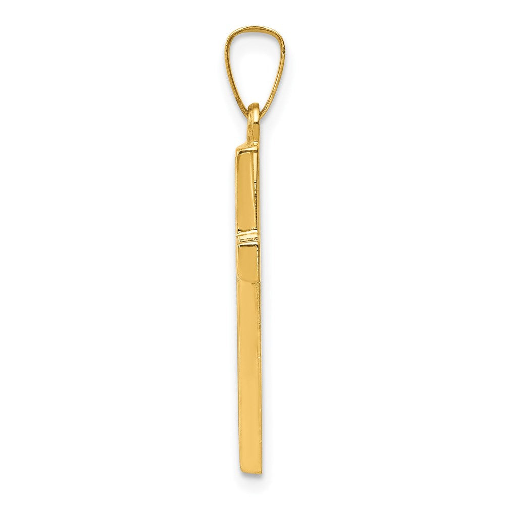 Million Charms 14K Yellow Gold Themed Hollow Relgious Cross Pendant
