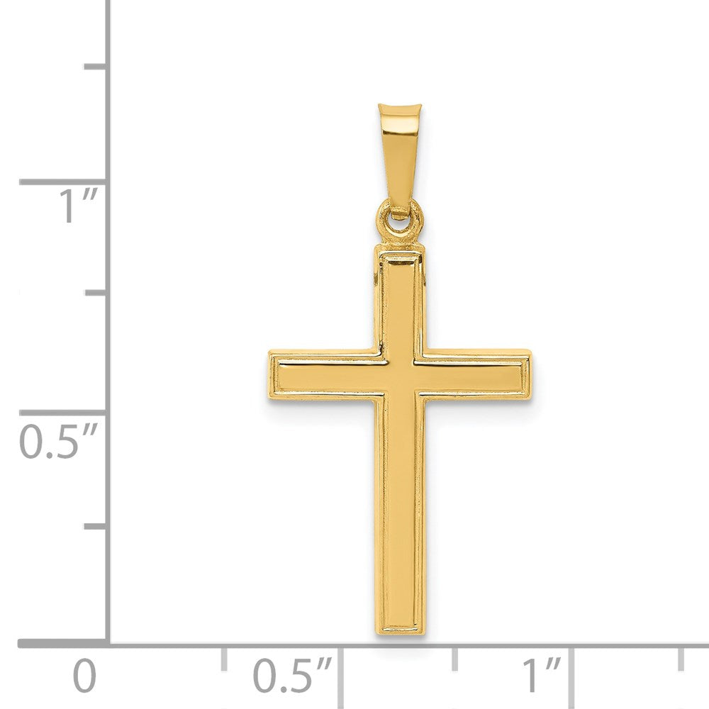 Million Charms 14K Yellow Gold Themed Hollow Relgious Cross Pendant