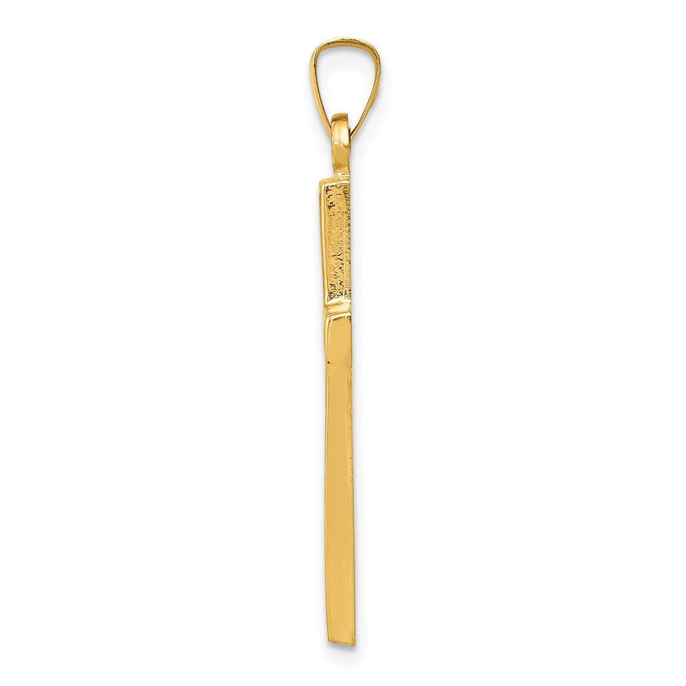 Million Charms 14K Yellow Gold Themed Hollow Relgious Cross Pendant