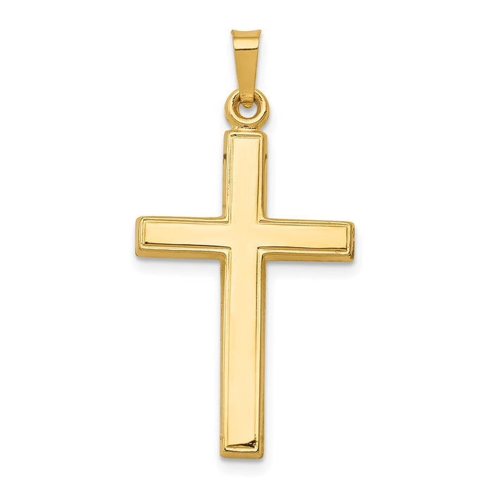 Million Charms 14K Yellow Gold Themed Hollow Relgious Cross Pendant