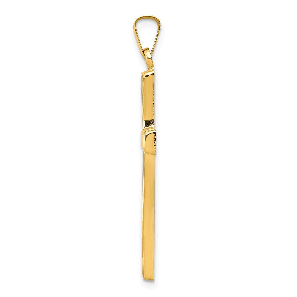 Million Charms 14K Yellow Gold Themed Hollow Relgious Cross Pendant