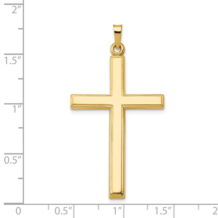 Million Charms 14K Yellow Gold Themed Hollow Relgious Cross Pendant