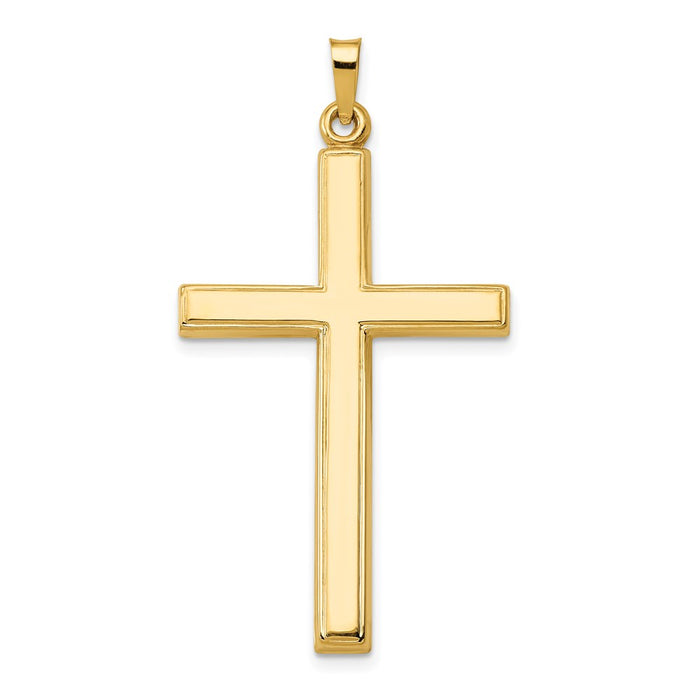 Million Charms 14K Yellow Gold Themed Hollow Relgious Cross Pendant