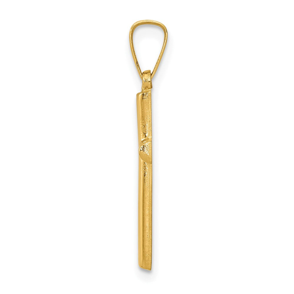 Million Charms 14K Yellow Gold Themed Hollow Relgious Cross Pendant