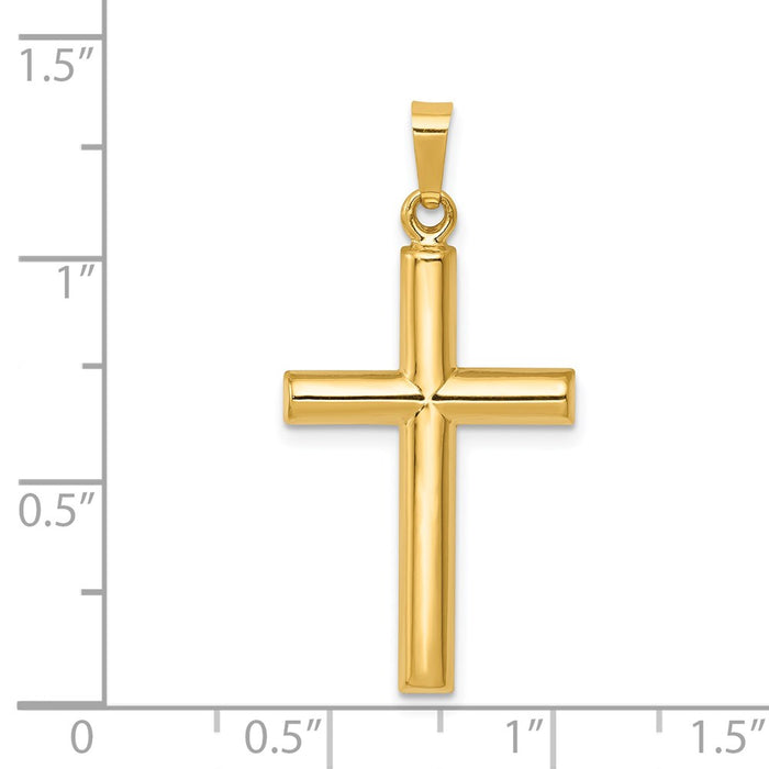 Million Charms 14K Yellow Gold Themed Hollow Relgious Cross Pendant