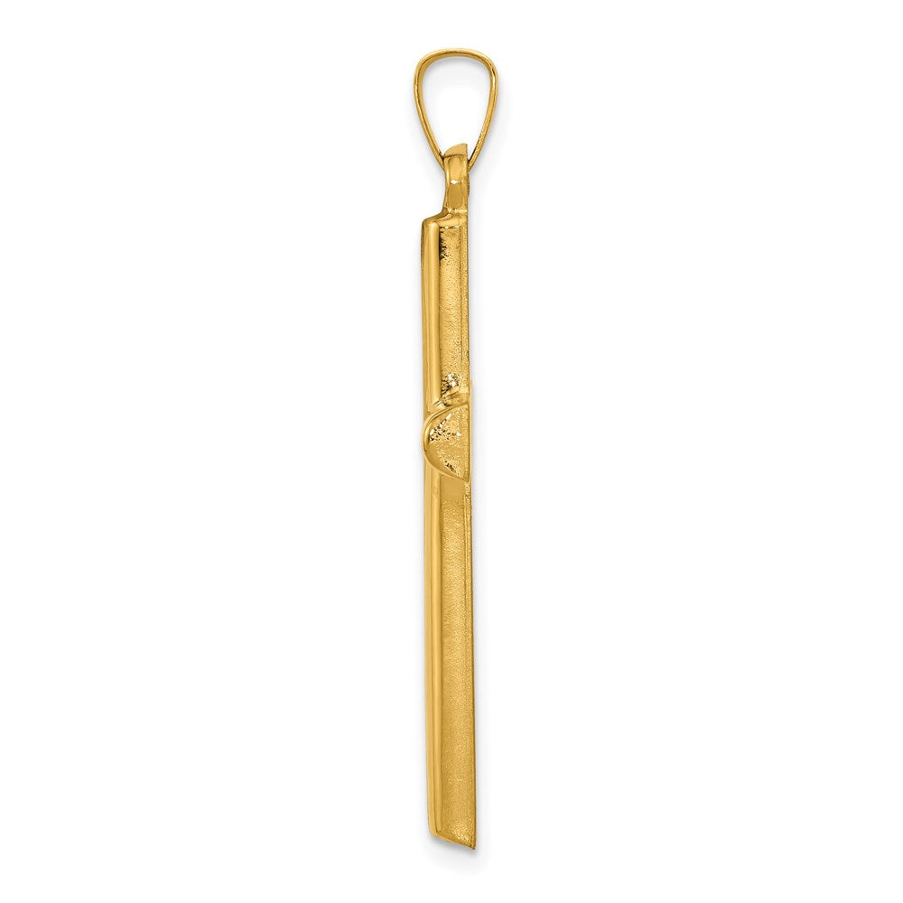 Million Charms 14K Yellow Gold Themed Hollow Relgious Cross Pendant
