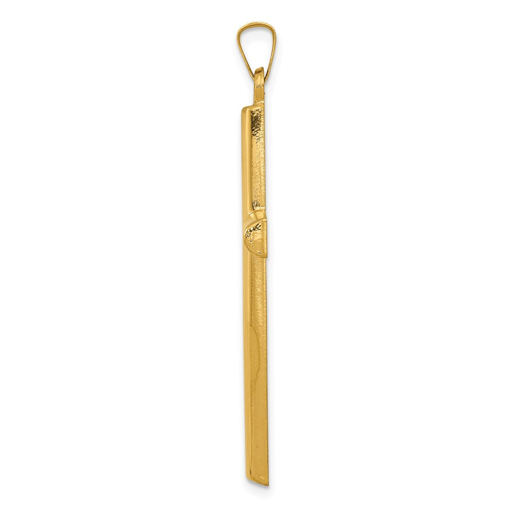 Million Charms 14K Yellow Gold Themed Hollow Relgious Cross Pendant