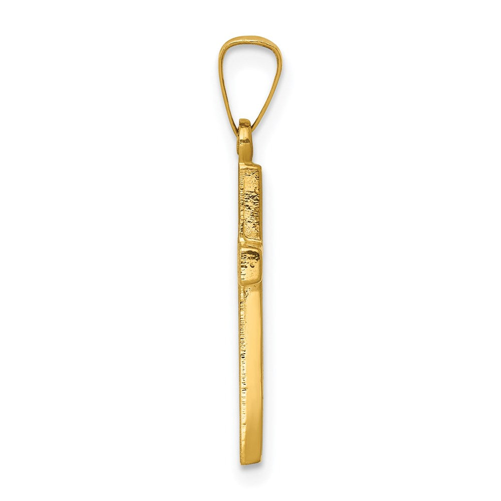Million Charms 14K Yellow Gold Themed Small Hollow Relgious Cross Charm