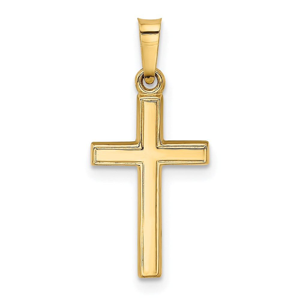 Million Charms 14K Yellow Gold Themed Small Hollow Relgious Cross Charm
