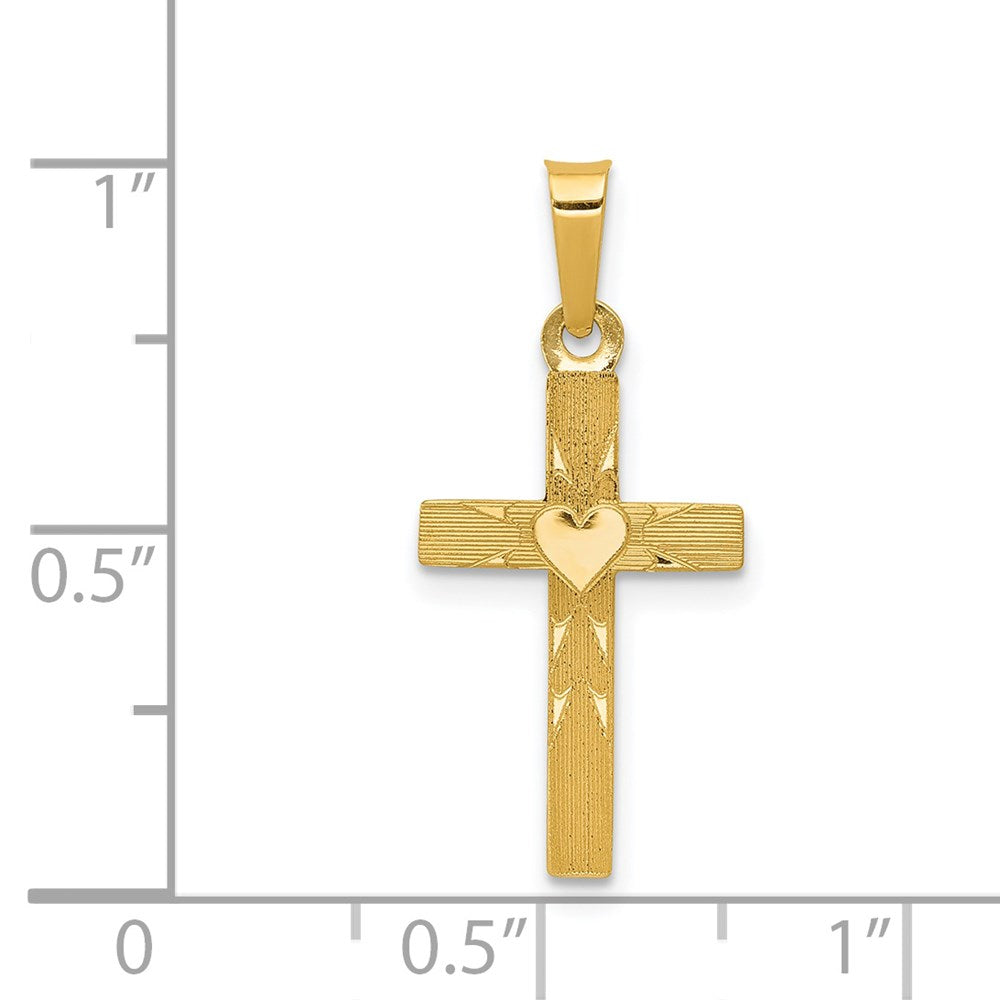 Million Charms 14K Yellow Gold Themed Small Hollow Relgious Cross Charm