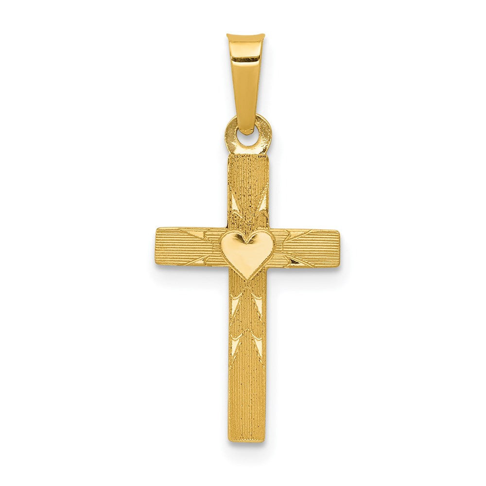 Million Charms 14K Yellow Gold Themed Small Hollow Relgious Cross Charm