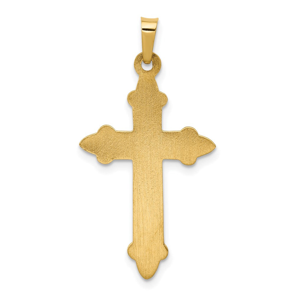 Million Charms 14K Yellow Gold Themed Fleur De Lis Relgious Cross Pendant