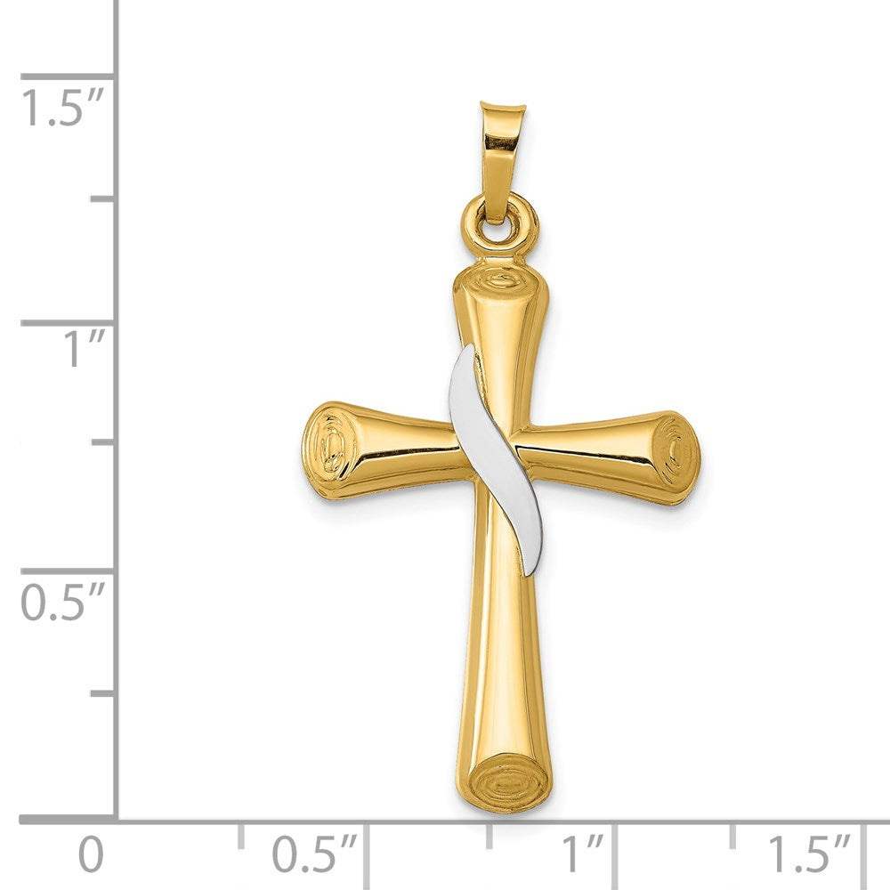 Million Charms 14K Two-Tone Hollow Relgious Cross Pendant