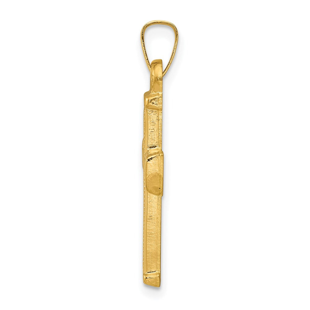 Million Charms 14K Yellow Gold Themed Hollow Latin Relgious Cross Pendant