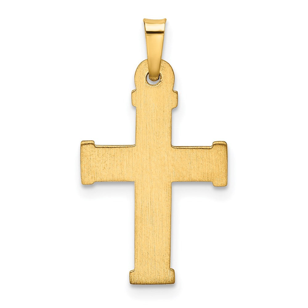 Million Charms 14K Yellow Gold Themed Hollow Latin Relgious Cross Pendant
