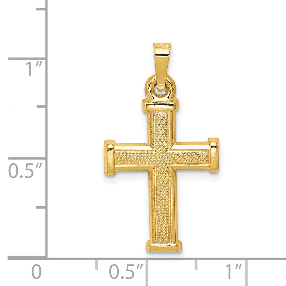 Million Charms 14K Yellow Gold Themed Hollow Latin Relgious Cross Pendant