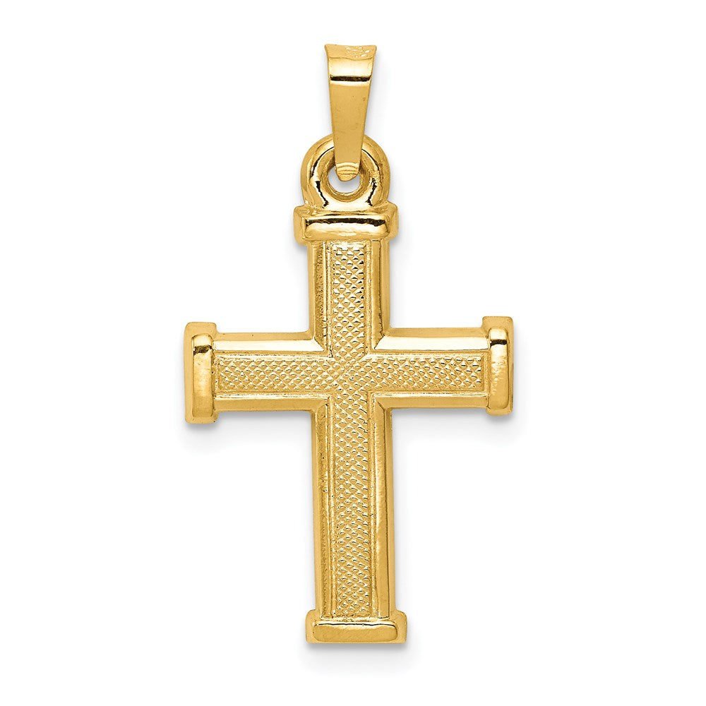 Million Charms 14K Yellow Gold Themed Hollow Latin Relgious Cross Pendant