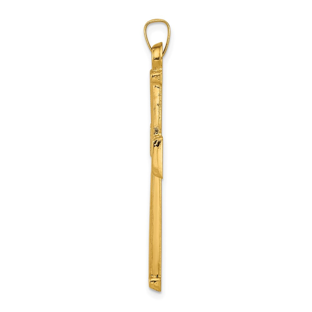Million Charms 14K Yellow Gold Themed Hollow Latin Relgious Cross Pendant