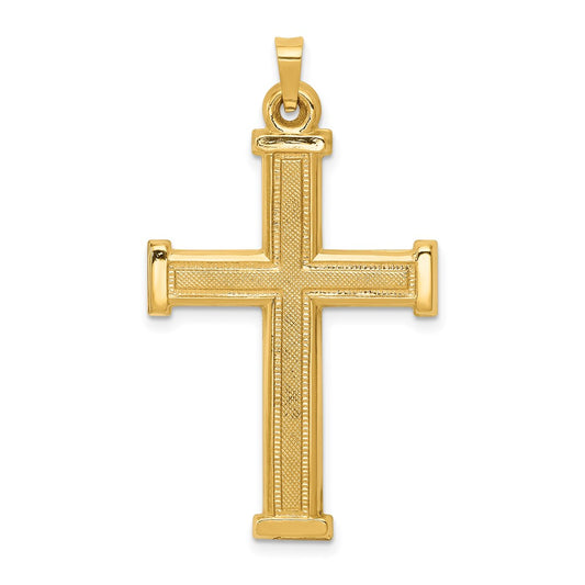 Million Charms 14K Yellow Gold Themed Hollow Latin Relgious Cross Pendant