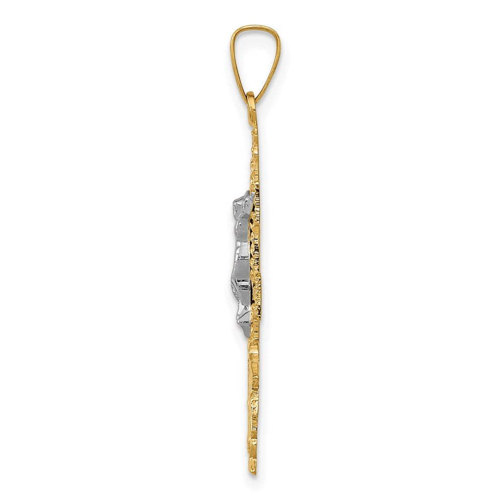 Million Charms 14K Two-Tone Cara Vaca Relgious Crucifix Pendant