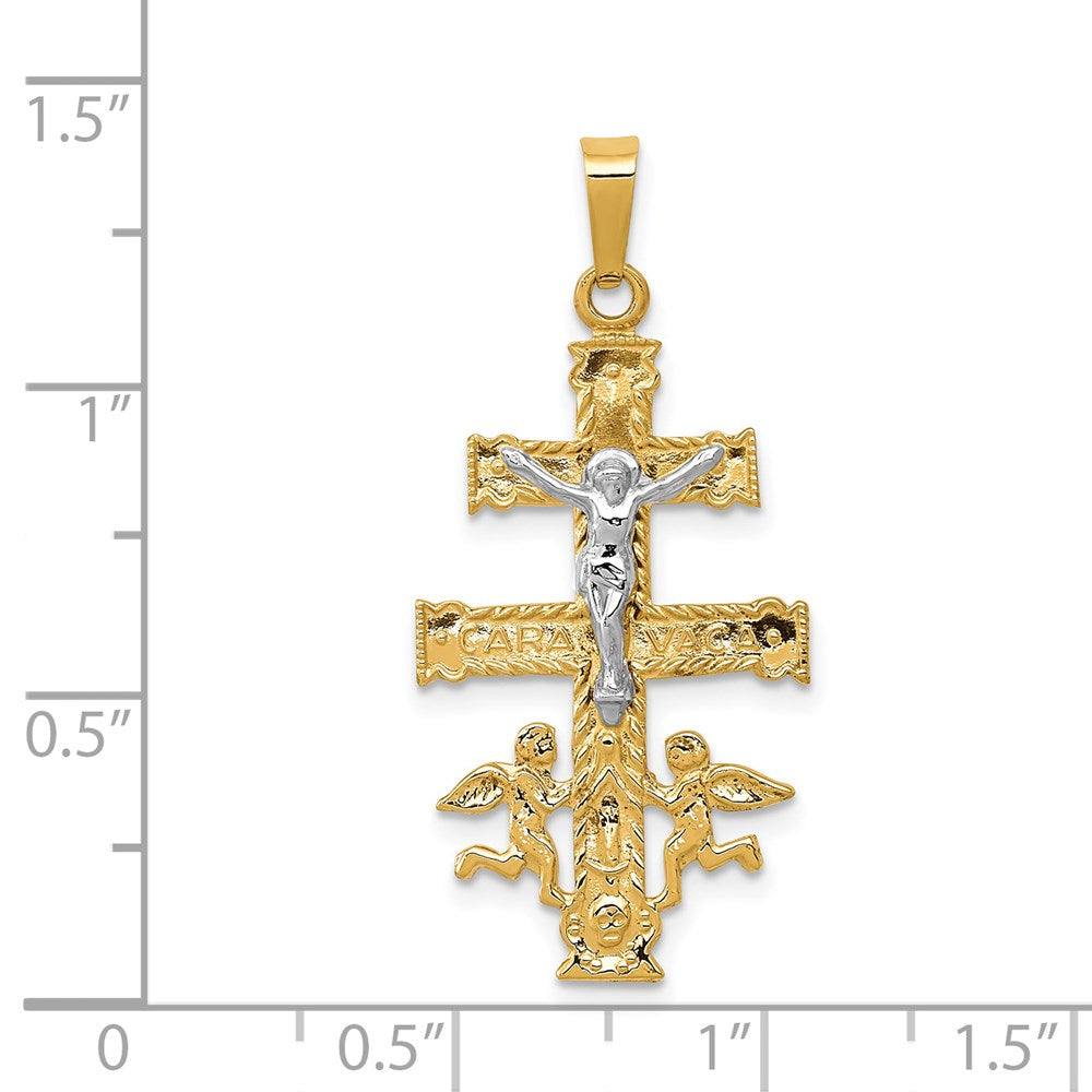 Million Charms 14K Two-Tone Cara Vaca Relgious Crucifix Pendant