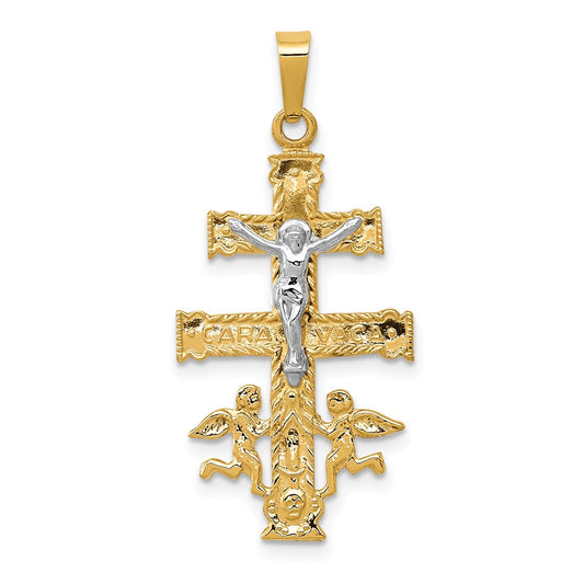 Million Charms 14K Two-Tone Cara Vaca Relgious Crucifix Pendant