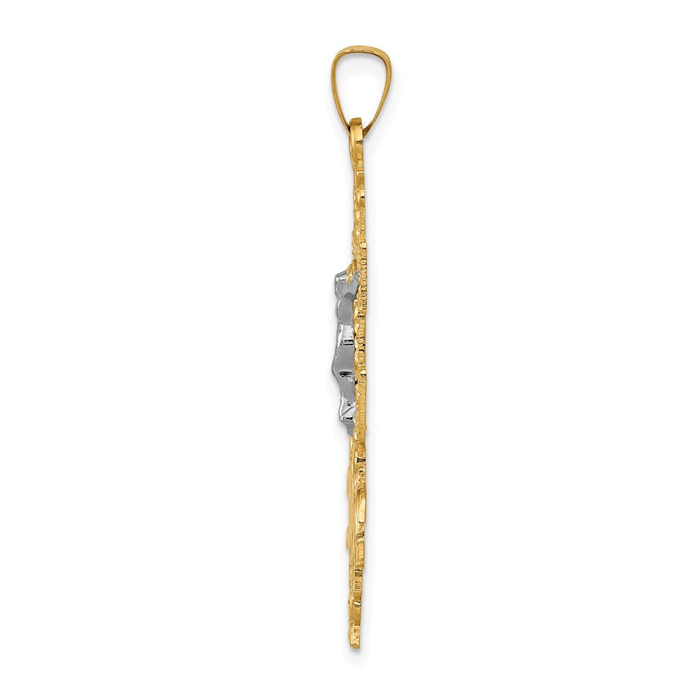 Million Charms 14K Two-Tone Cara Vaca Relgious Crucifix Pendant