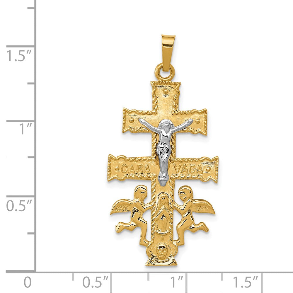 Million Charms 14K Two-Tone Cara Vaca Relgious Crucifix Pendant