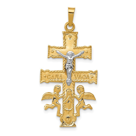 Million Charms 14K Two-Tone Cara Vaca Relgious Crucifix Pendant