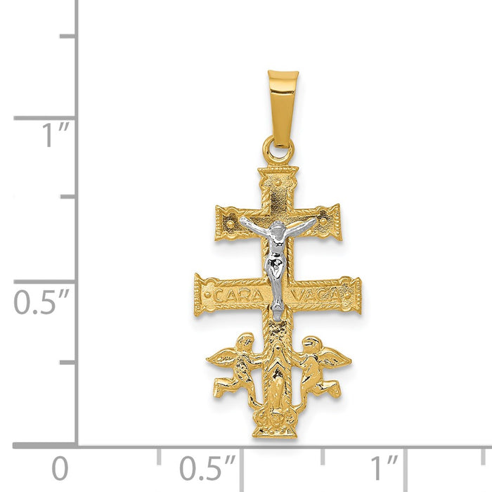 Million Charms 14K Two-Tone Cara Vaca Relgious Crucifix Pendant