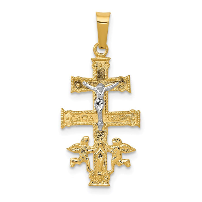 Million Charms 14K Two-Tone Cara Vaca Relgious Crucifix Pendant