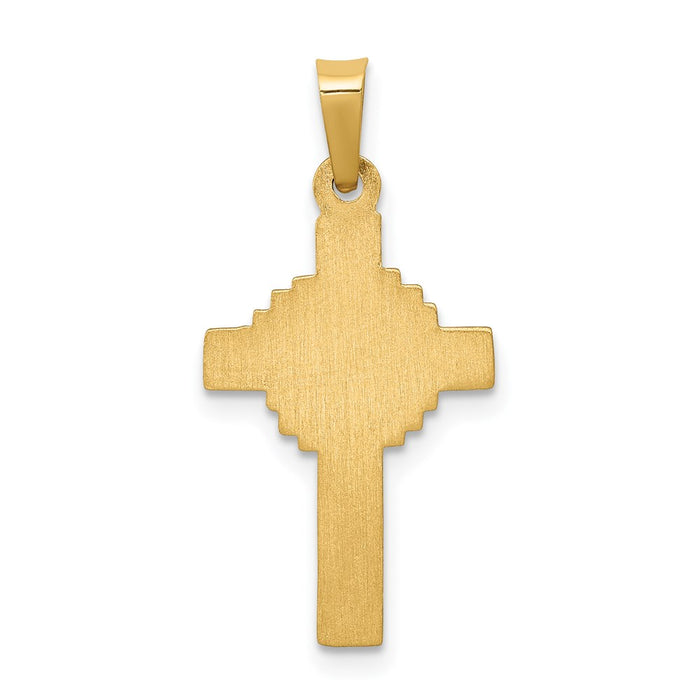 Million Charms 14K Yellow Gold Themed Inri Hollow Relgious Crucifix Pendant