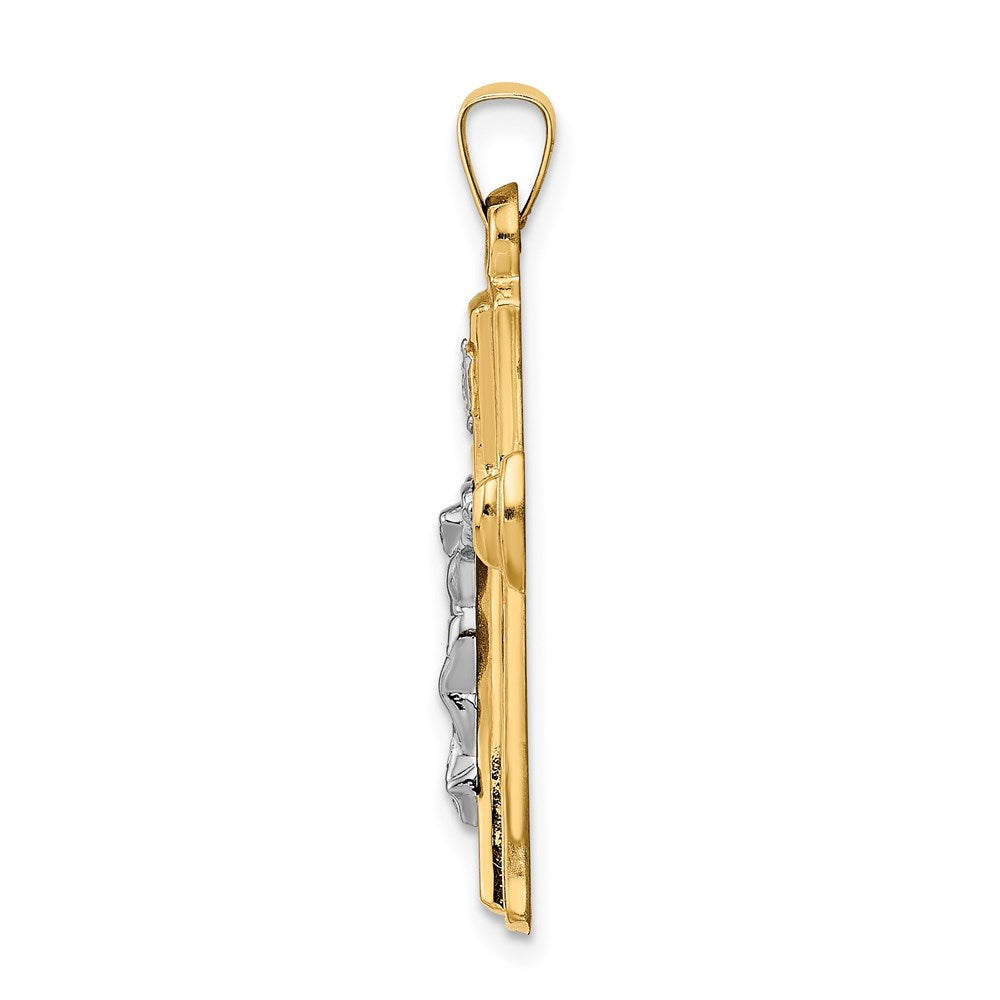 Million Charms 14K Two-Tone Inri Hollow Relgious Crucifix Pendant
