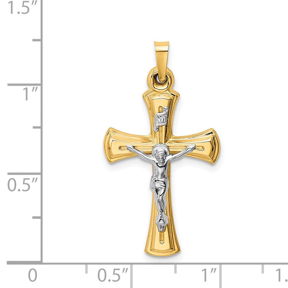 Million Charms 14K Two-Tone Inri Hollow Relgious Crucifix Pendant