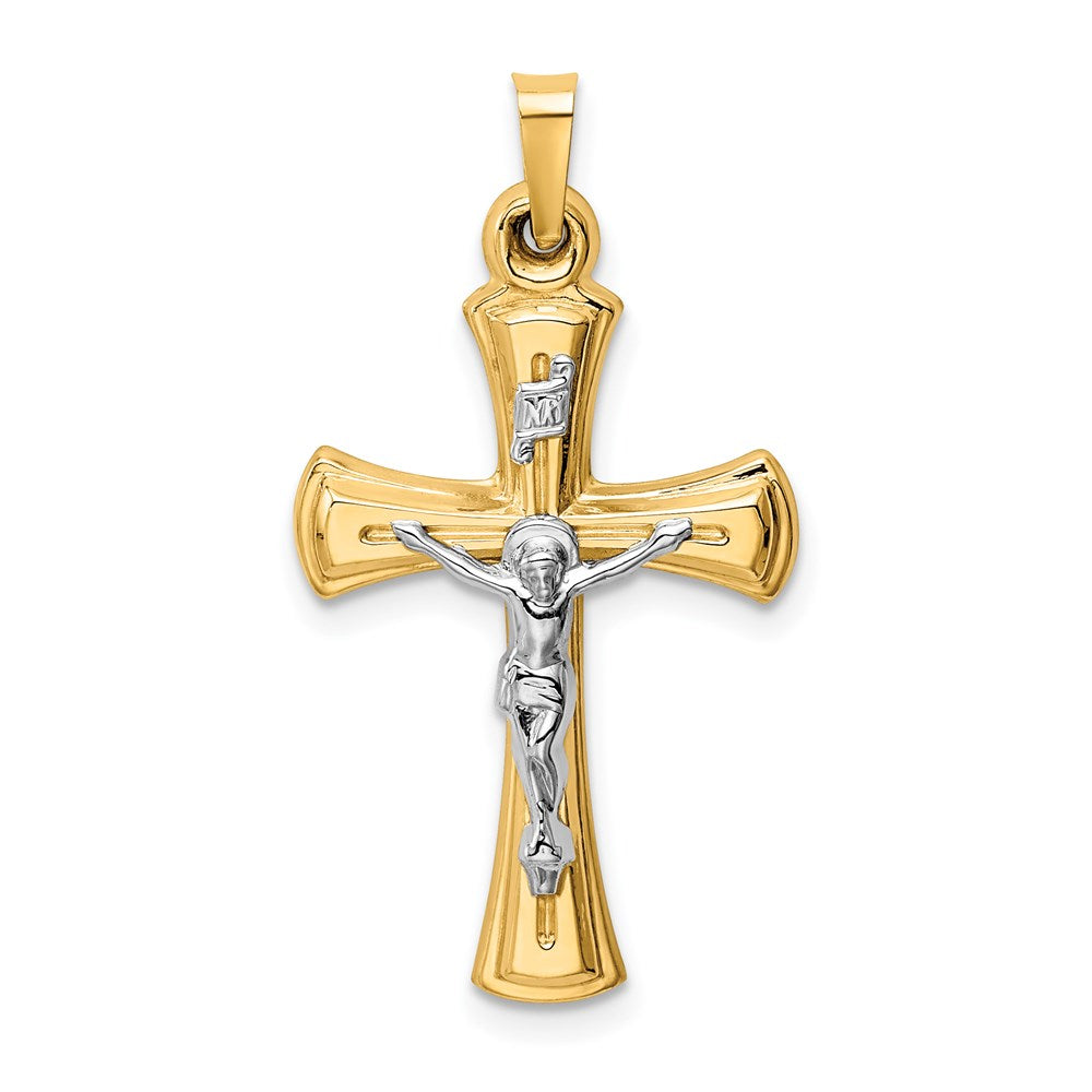 Million Charms 14K Two-Tone Inri Hollow Relgious Crucifix Pendant