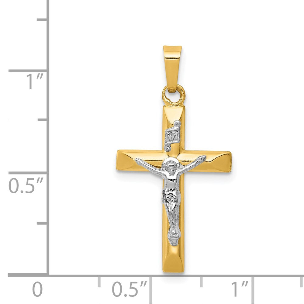 Million Charms 14K Two-Tone Inri Hollow Relgious Crucifix Pendant