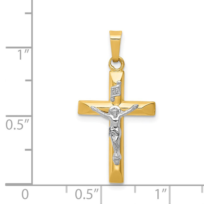 Million Charms 14K Two-Tone Inri Hollow Relgious Crucifix Pendant