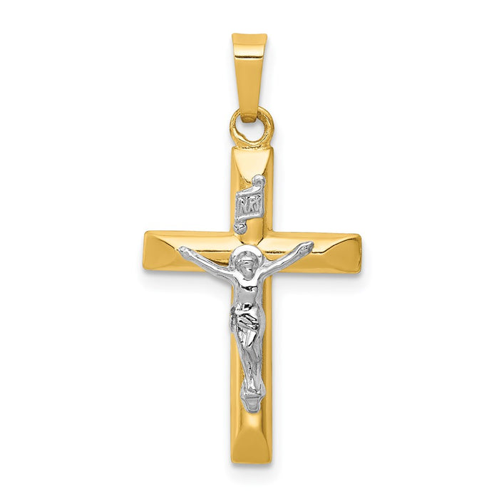 Million Charms 14K Two-Tone Inri Hollow Relgious Crucifix Pendant