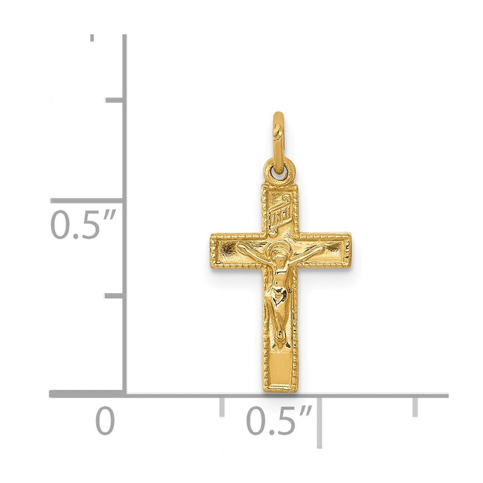 Million Charms 14K Yellow Gold Themed Inri Relgious Crucifix Charm